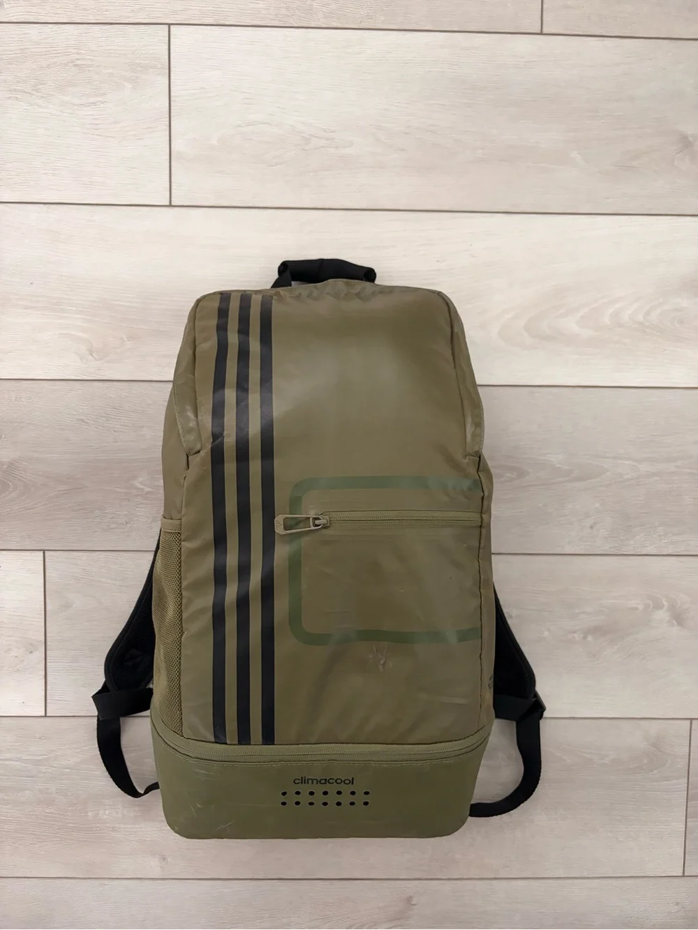 Adidas Olive Green Climacool Technology Backpack with Shoe Compartment